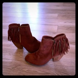 Not Rated rusty red suede ankle boots